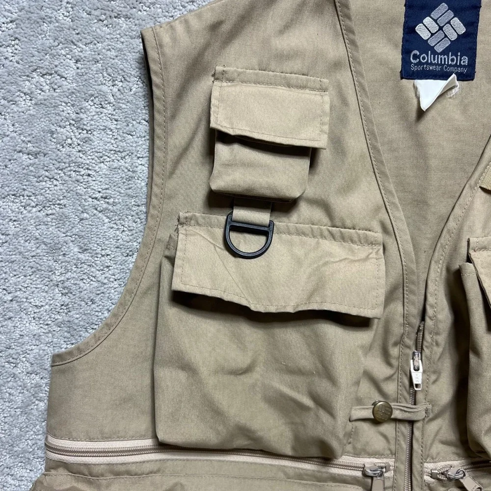 VINTAGE Columbia Sportswear Vest Mens S?? Fishing Utility Multi-Pocket Gorpcore - Picture 2 of 12